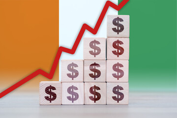 Ivory Coast economic collapse, increasing values with cubes, financial decline, crisis and...