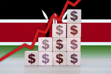 Kenya economic collapse, increasing values with cubes, financial decline, crisis and downgrade...