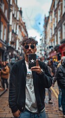 Obraz premium a man taking a selfie