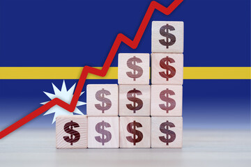 Nauru economic collapse, increasing values with cubes, financial decline, crisis and downgrade...