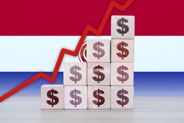 Paraguay economic collapse, increasing values with cubes, financial decline, crisis and downgrade...