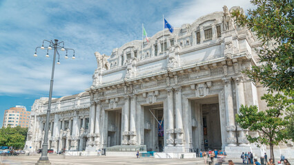 Milano Centrale timelapse in Piazza Duca d'Aosta is the main railway station of the city of Milan...