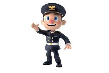 Cartoon Port Customs Officer On Transparent Background.