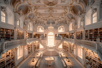 The Majestic Grandeur of a Historic Library with Distinct Architectural Detailing