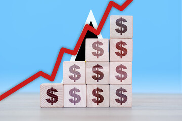 Saint Lucia economic collapse, increasing values with cubes, financial decline, crisis and...