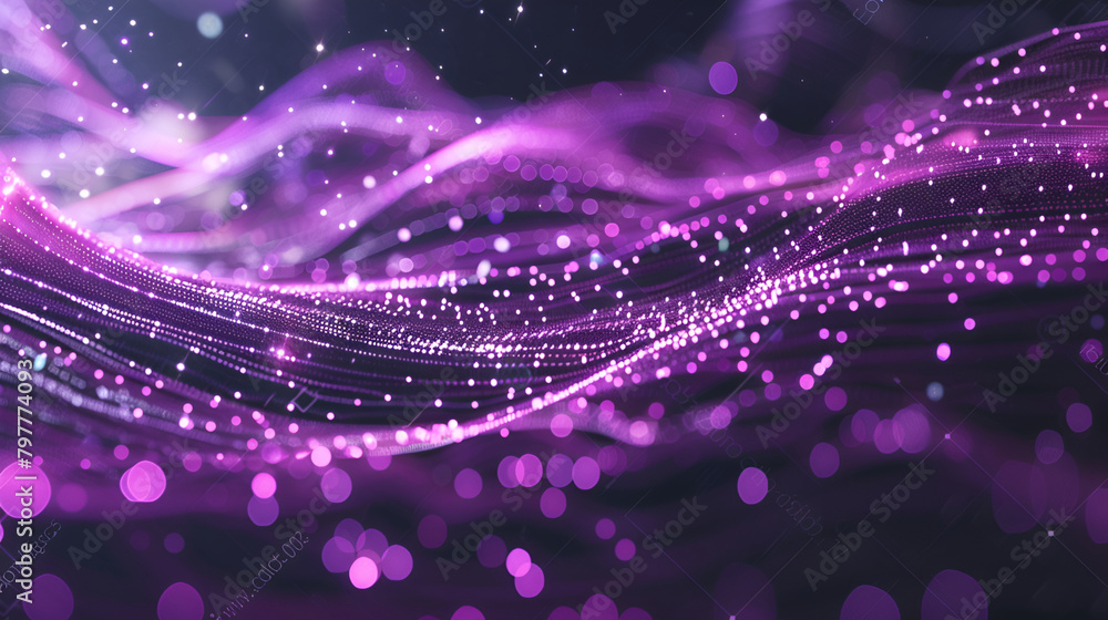 Poster abstract technology glowing wave background,blue and pink background with lines and dots,technologic