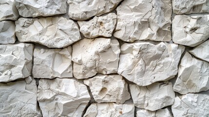 Background of a textured white rough stone wall