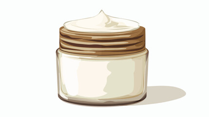 Jar of natural cream on white background Vector illustration