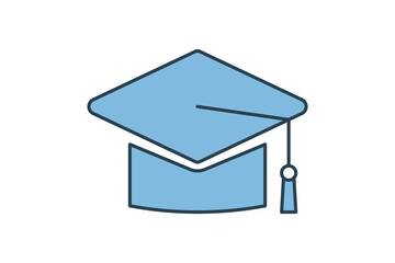 graduation cap icon. icon related to education and online education. suitable for web site, app, user interfaces, printable etc. flat line icon style. simple vector design editable