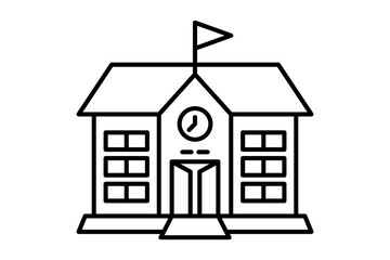 school building icon. icon related to education and online education. suitable for web site, app, user interfaces, printable etc. line icon style. simple vector design editable