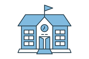 school building icon. icon related to education and online education. suitable for web site, app, user interfaces, printable etc. flat line icon style. simple vector design editable