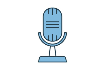 microphone icon. icon related to education and online education. suitable for web site, app, user interfaces, printable etc. flat line icon style. simple vector design editable