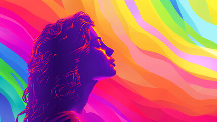LGBT Lesbian with abstract rainbow flag background. - 797774897