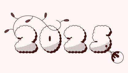 Christmas 2025 groovy two tone sticker.