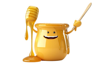 An Animated Adventure with Pot of Honey On Transparent Background.