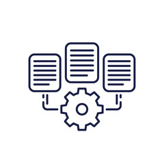 data management line icon with documents
