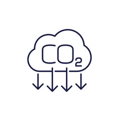 decarbonisation line icon, co2, carbon emissions reduction