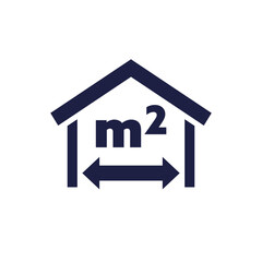 building, house size icon, pictogram on white