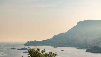 Cityscape timelapse of Monte Carlo, Monaco during summer sunset.