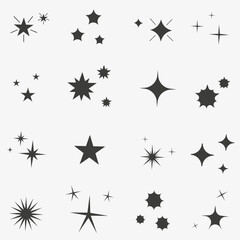 Set of stars on the sky on a white background. Magic space sky, abstract ornament.