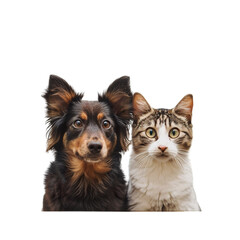 dog and cat on white