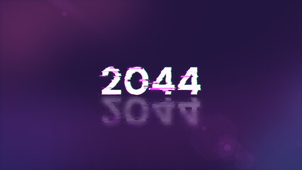 3D rendering 2044 text with screen effects of technological glitches