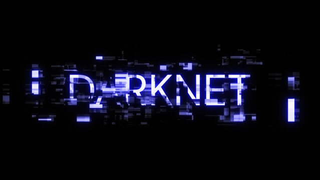 3D rendering darknet text with screen effects of technological glitches