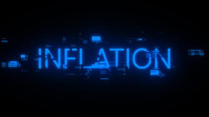 3D rendering inflation text with screen effects of technological glitches