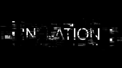 3D rendering inflation text with screen effects of technological glitches