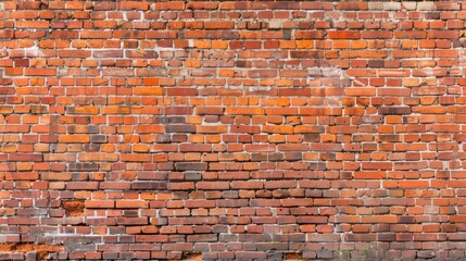 Old red brick wall with messy cement mortar