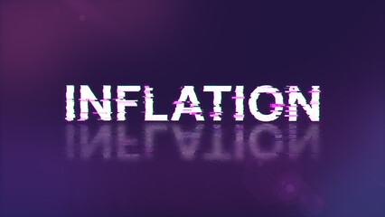 3D rendering inflation text with screen effects of technological glitches
