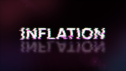 3D rendering inflation text with screen effects of technological glitches