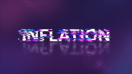 3D rendering inflation text with screen effects of technological glitches