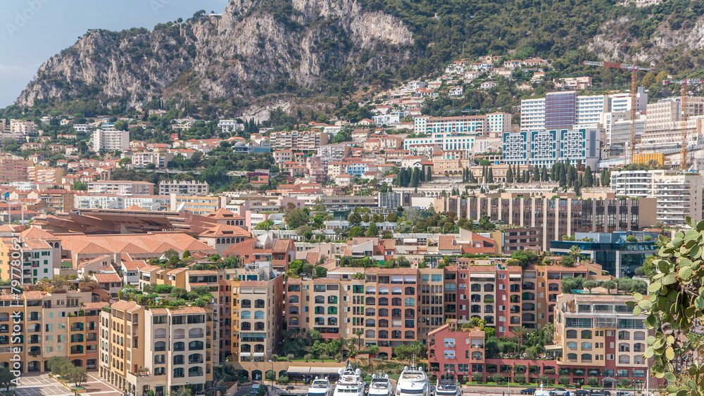 Wall mural panoramic view of fontvieille timelapse - new district of monaco.