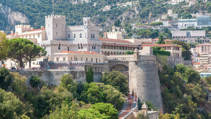 Prince's Palace of Monaco timelapse with observation deck. It is the official residence of the...