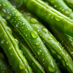 Super close-up image showcasing the intricate beauty of steamed, cooked Green Beans through macro photography, generated with AI
