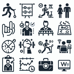 outline training icon set silhouette vector illustration white background