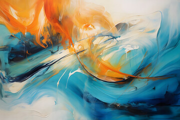 Ocean Breeze Blitz, abstract landscape art, painting background, wallpaper, generative ai