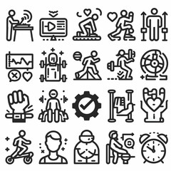 outline training icon set silhouette vector illustration white background