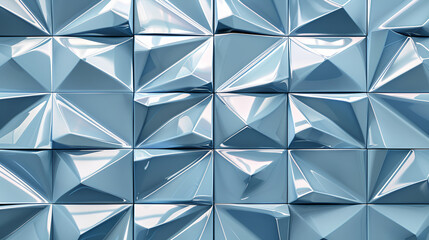 abstract triangles on glossy blue background, 3D