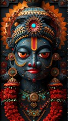 Obraz premium Joyous Rath Yatra Celebration: Lord Jagannath and Mandala Black Background Banner