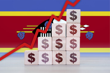 Swaziland economic collapse, increasing values with cubes, financial decline, crisis and downgrade...
