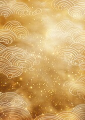  Radiant Golden Chinese Wave Pattern - Elegant Luxury Background
