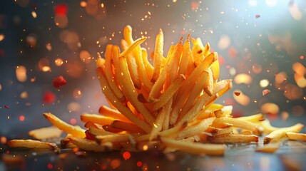photorealistic heart made of French fries, generated with AI