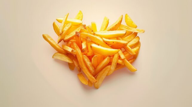 Zeichne ein photorealistisches Herz aus Pommes Frittes, generated with AI