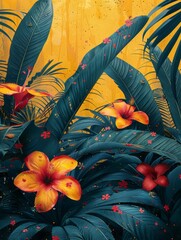 Retro Jungle Visions: Colorful 80s-Inspired Street Art in a Lush Jungle