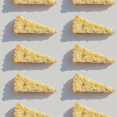 Seamless pattern with Apricot Shortbread Cake on white background.