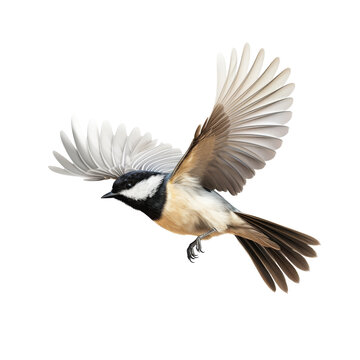 Black-capped Chickadee in Mid-Flight isolated
