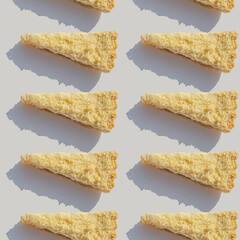 Seamless pattern with Apricot Shortbread Cake on white background.