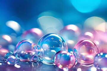 Energetic abstract background with a cascade of bubbles and a bright bokeh effect.